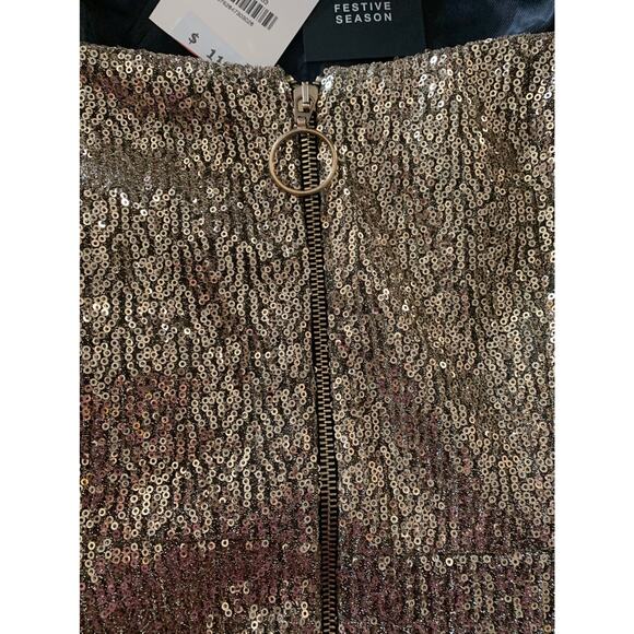 Zara womens small gold sequin mini dress new festive swift puff blogger - Picture 8 of 9